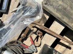 Pallet with mud flaps with battery box, booster cables, ball reciever, propane tank etc.