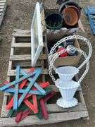 Quantity of flower pots, flood lights, yard decor etc.