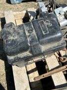 Pallet with mud flaps with battery box, booster cables, ball reciever, propane tank etc.