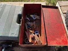 Pallet with misc hand tools and untested power tools