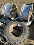 Firestone 8-14.5 tubeless tire on rim, 4 Dodge rims