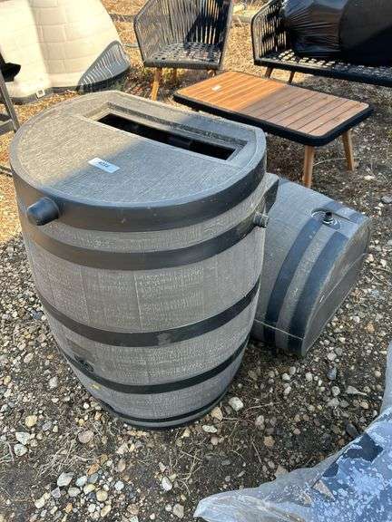 Pair of plastic decorative rain barrels