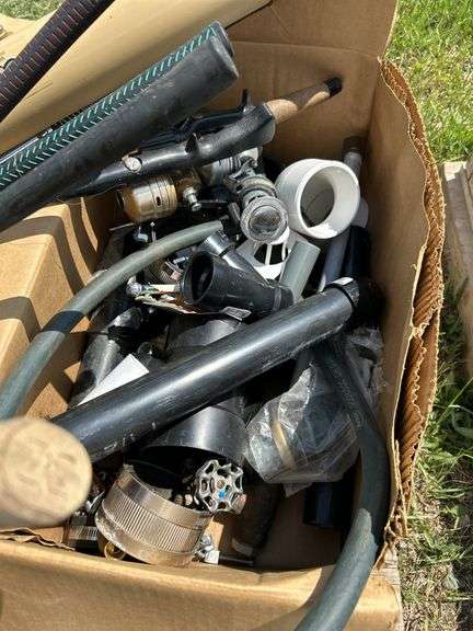 Pallet of miscellaneous, nails, plumbing fittings, golf clubs etc