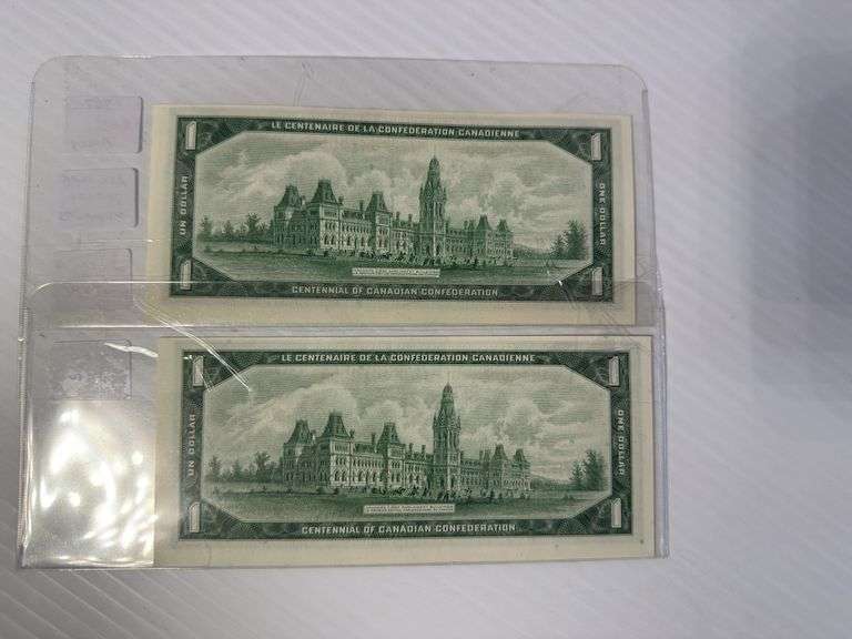 2 - 1967 $1.00 Bills - Regular Serial Numbers Bill - 2 Bills in a Row - Both Bills Like New
