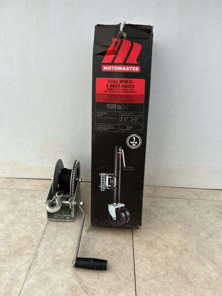 Unused Dual wheel trailer jack & trailer crank winch