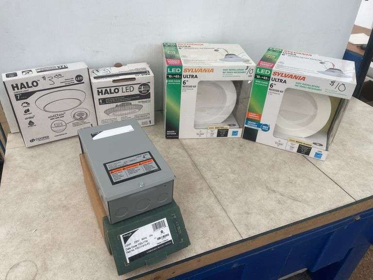 Submersible motor control 1/2hp 230V, 2 - 6" recessed LED lights, 1 - 7" and 1 - 4" Halo LED surface