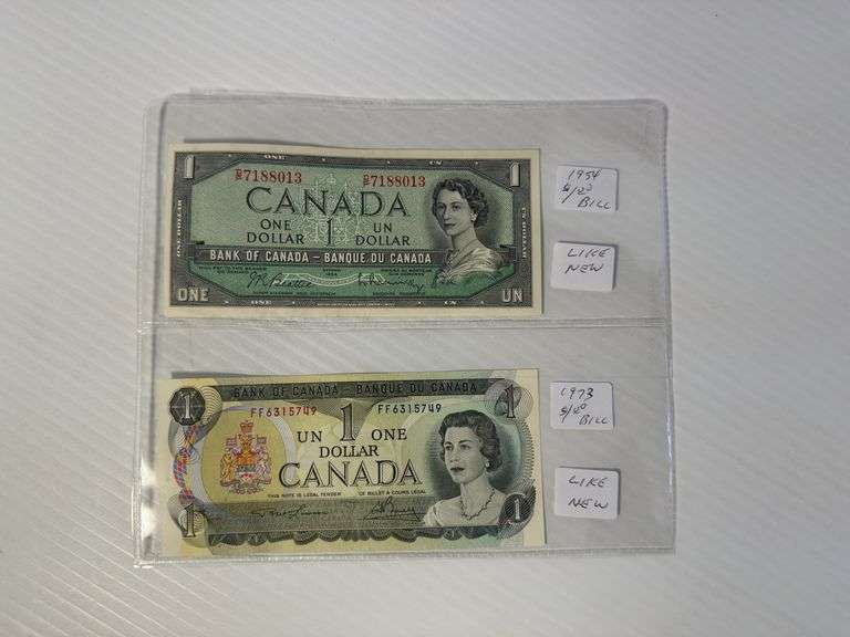 1 - 1954 $1.00 Bill & 1 - 1973 $1.00 Bill - Both Bills Like New