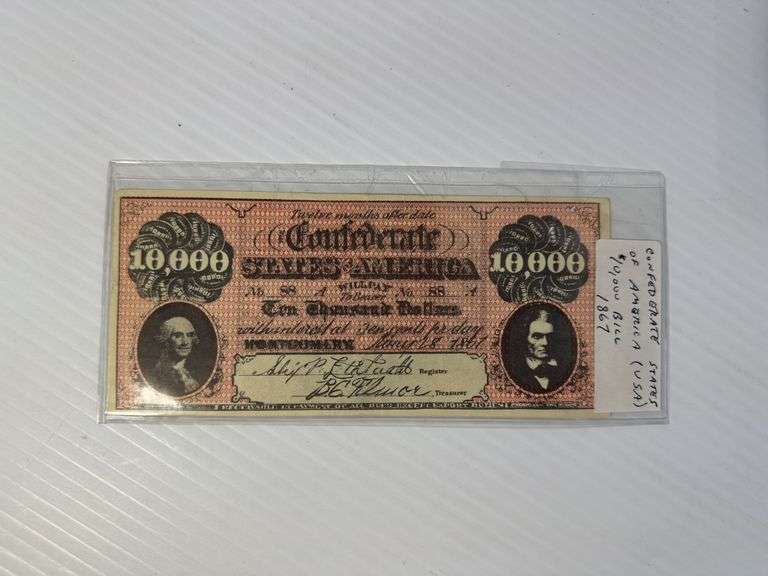 1867 - USA Confederate States of America $10,000 Bill