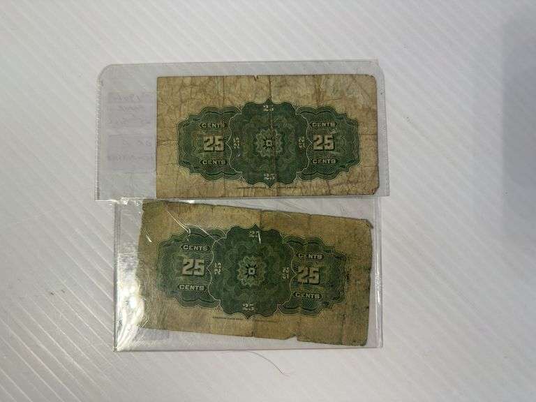 1900 "Shinplaster" or Paper Twenty-Five Cent Bill & 1923 "Shinplaster or Paper Twenty-Five