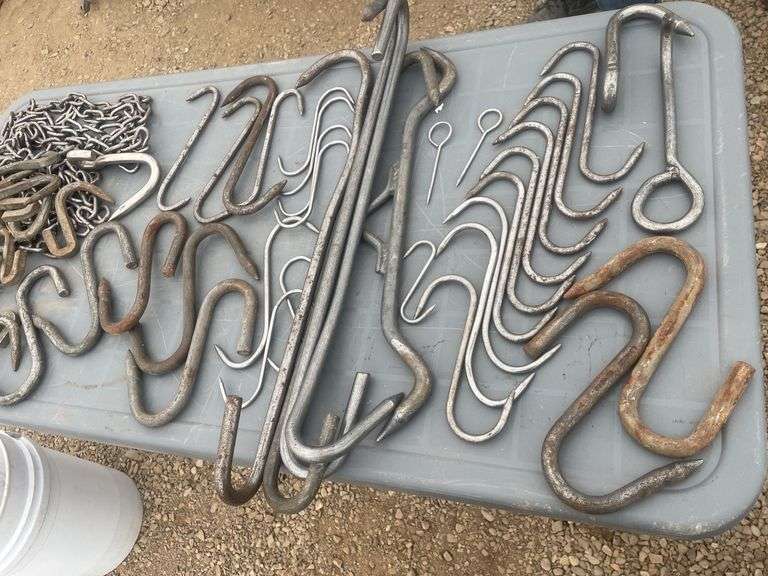 Quantity of meat hanging hooks and chains