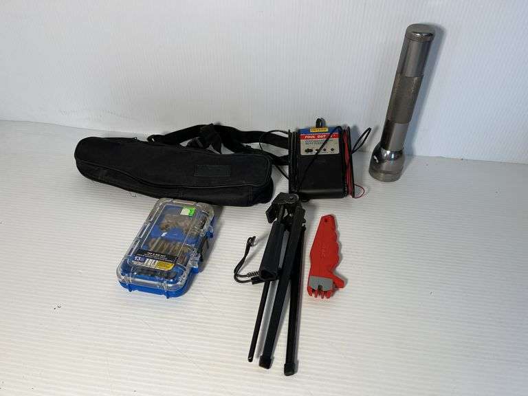Tap & Die Set, Tripod, Small Scope Bag, Large Flashlight