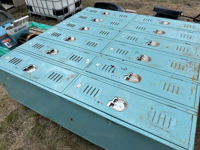 Large locker section with 12 small lockers