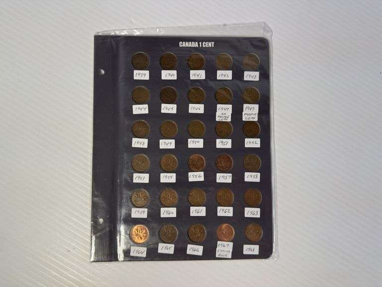 Page of Small Pennies - 1939 to 1968 - Mixed Dates