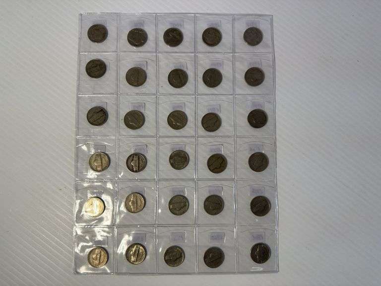 Plastic Page of USA Nickels - 1928 to 1969 - Mixed Dates
