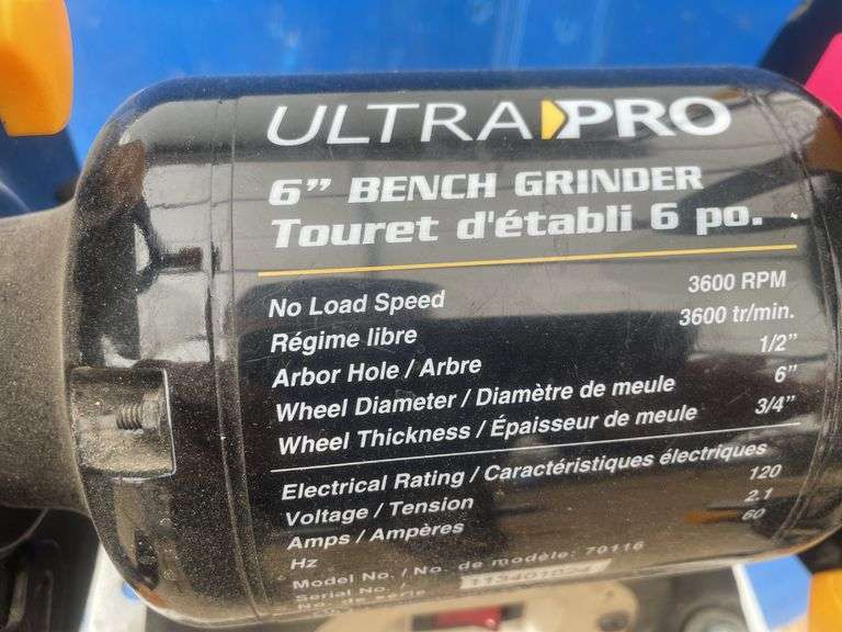 Ultra-Pro 6" bench grinder on stand - running condition