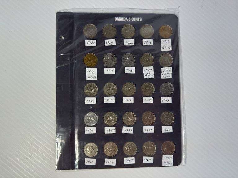 Page of Large Nickels - 1922 to 1967 Rabbit - Mixed Dates