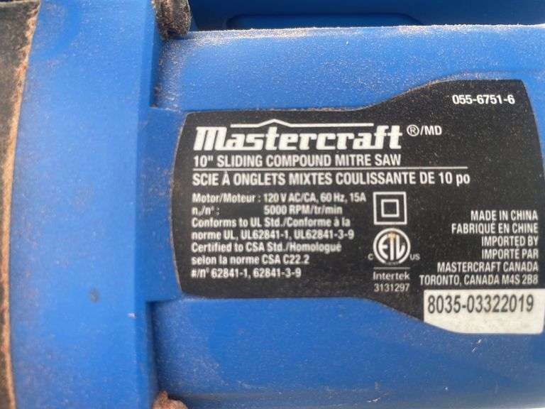 Mastercraft 10" sliding compound mitre saw  - running condition
