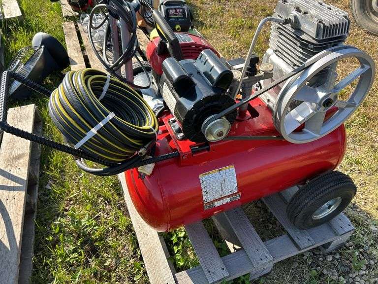 Coleman Powermate air compressor c/w hose - owner says works
