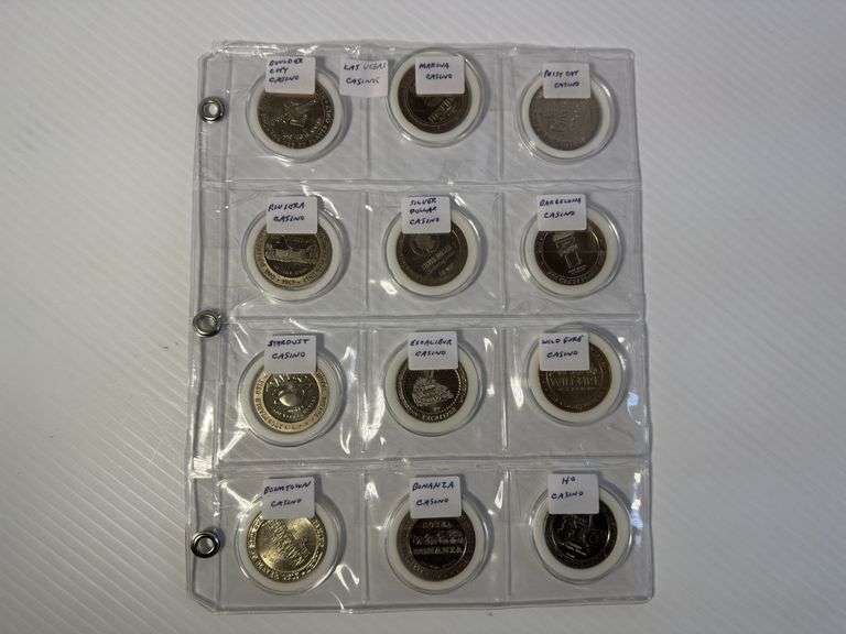 12 DIfferent Mixed Las Vegas Casino $1.00 Tokens