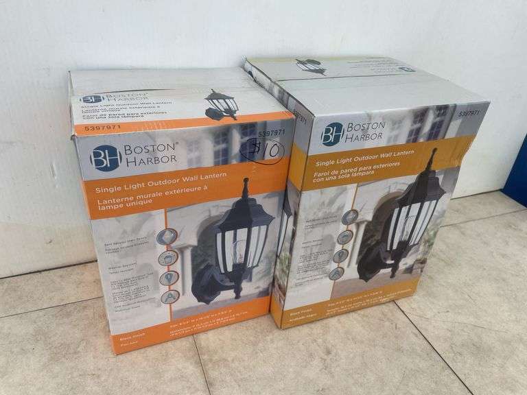 Pair of Boston Harbor single light outdoor wall lantern - Black finish