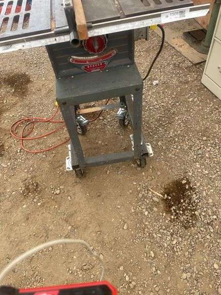 9" Beaver table saw with 1hp motor on stand - running condition  - missing protractor