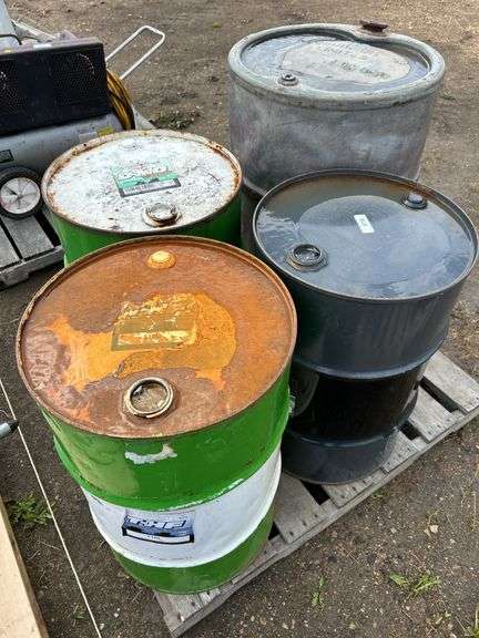 3 of 30gal steel drums, 1 of 45 gal steel drum