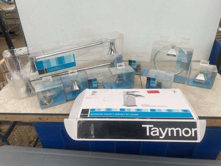 Quantity of Taymor bathroom accessories - Sophia and Dixon, including a Zurich bathroom faucet
