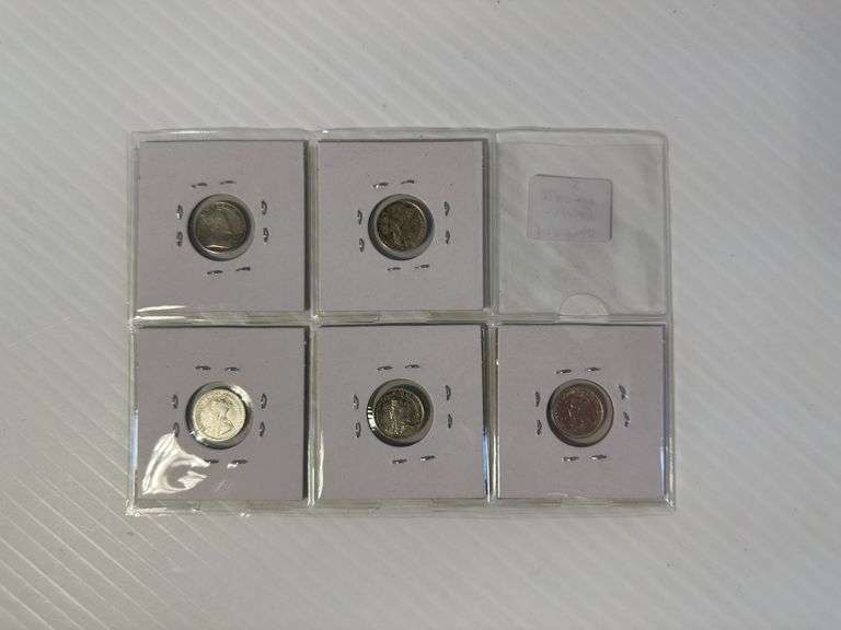 5 - Small Nickels - 1906 Edward - 1910 Edward - 1913 - 1916 - 1919 - Silver Nickels