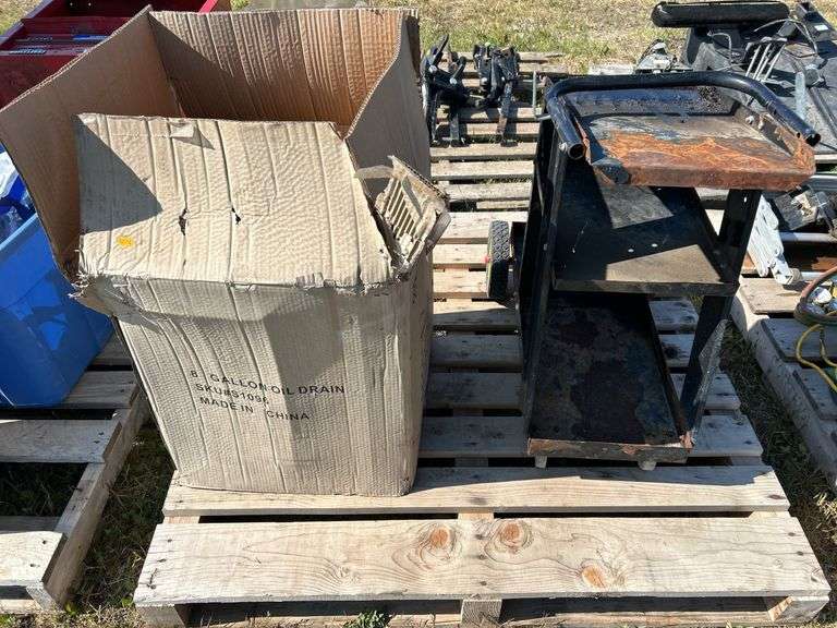 Small welding cart, 8 gal oil drain