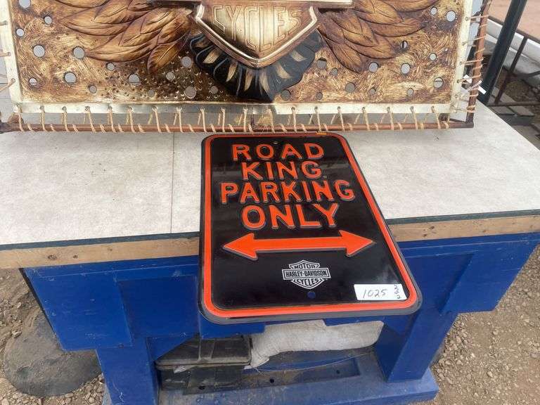 36" x 23" metal picture that lights up and 1 metal parking sign