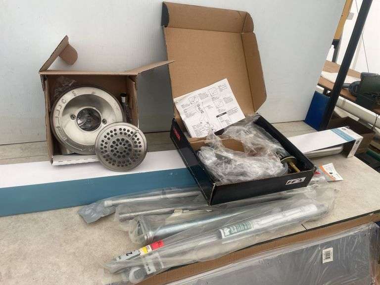 Delta shower, Delta faucet, drawer slides, grab bar, kick plates - 8" x 34", etc