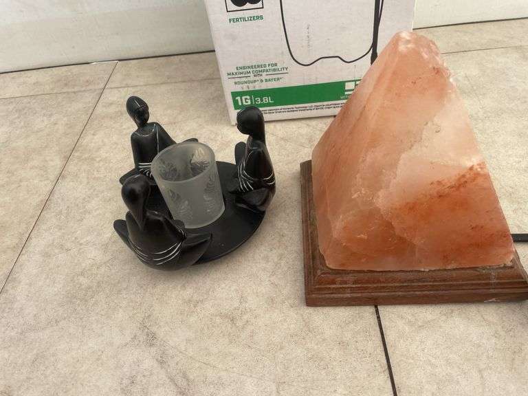 Lawn and garden sprayer, candle holder and rock lamp (needs bulb)