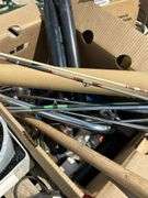 Pallet of miscellaneous, nails, plumbing fittings, golf clubs etc