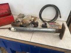 Tool box and a quantity of swather parts, generator adapter, receiver hitch, propane torch, trailer 