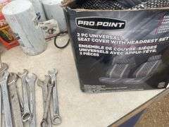 Quantity of misc tools, nuts and bolts, filters, pto adapter 540 to small 1000 etc.