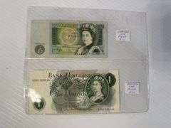 2 Different England One Pound Bills