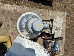 Pallet of misc - funnel, elec drill, yard light etc