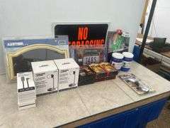 Address plaque, address high-viz sign, fire starters, Gripty, Power zone 3 in 1 phone charger, light