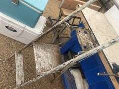 Step ladder and a 5" swivel base vice