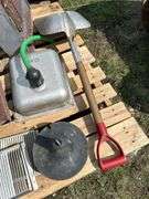 Pallet of misc, propane tank, shovel, wall heaters etc