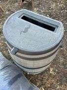 Pair of plastic decorative rain barrels