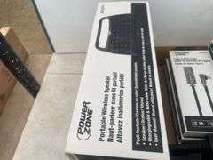 Power Zone portable wireless speaker, type C data cables, portable powerbank, shot dispenser, fire s