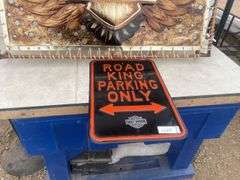 36" x 23" metal picture that lights up and 1 metal parking sign