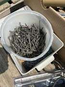 Pallet of miscellaneous, nails, plumbing fittings, golf clubs etc