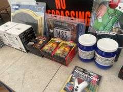 Address plaque, address high-viz sign, fire starters, Gripty, Power zone 3 in 1 phone charger, light