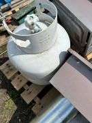 Pallet of misc, propane tank, shovel, wall heaters etc