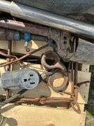 Pallet of misc, barrel, rusty bench drill press, trap etc