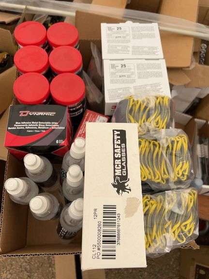 Qty of zip ties, hand sanitizer,hard hat mounted hearing muffs, bandaids, XL gloves, safety glasses 