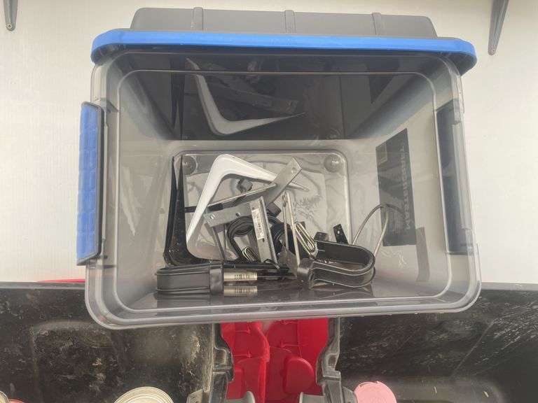 2 totes with quantity of misc partial cans of paints and stains, and one tote with misc