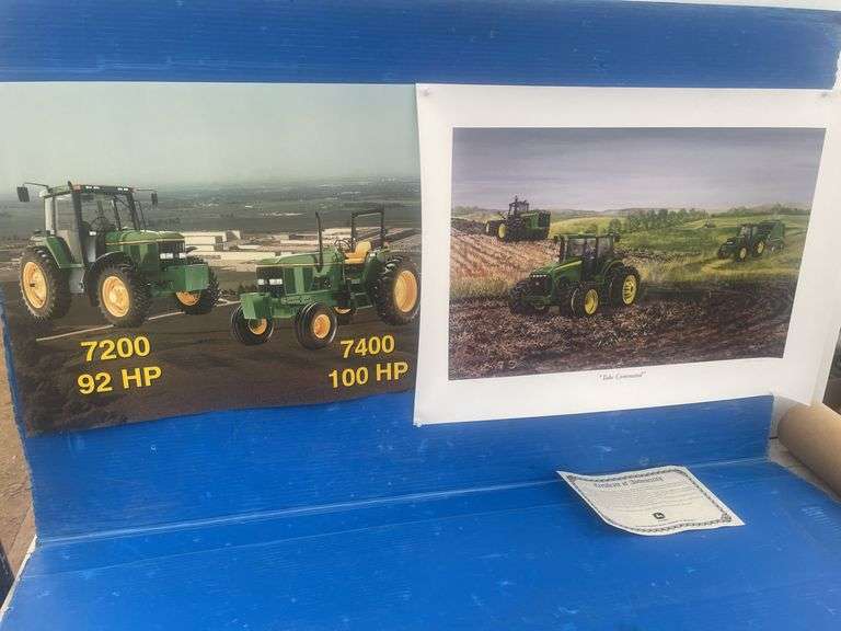 John Deere unframed print of 20 series print of tractor #793/7000 with Certificate of Authenticity, 